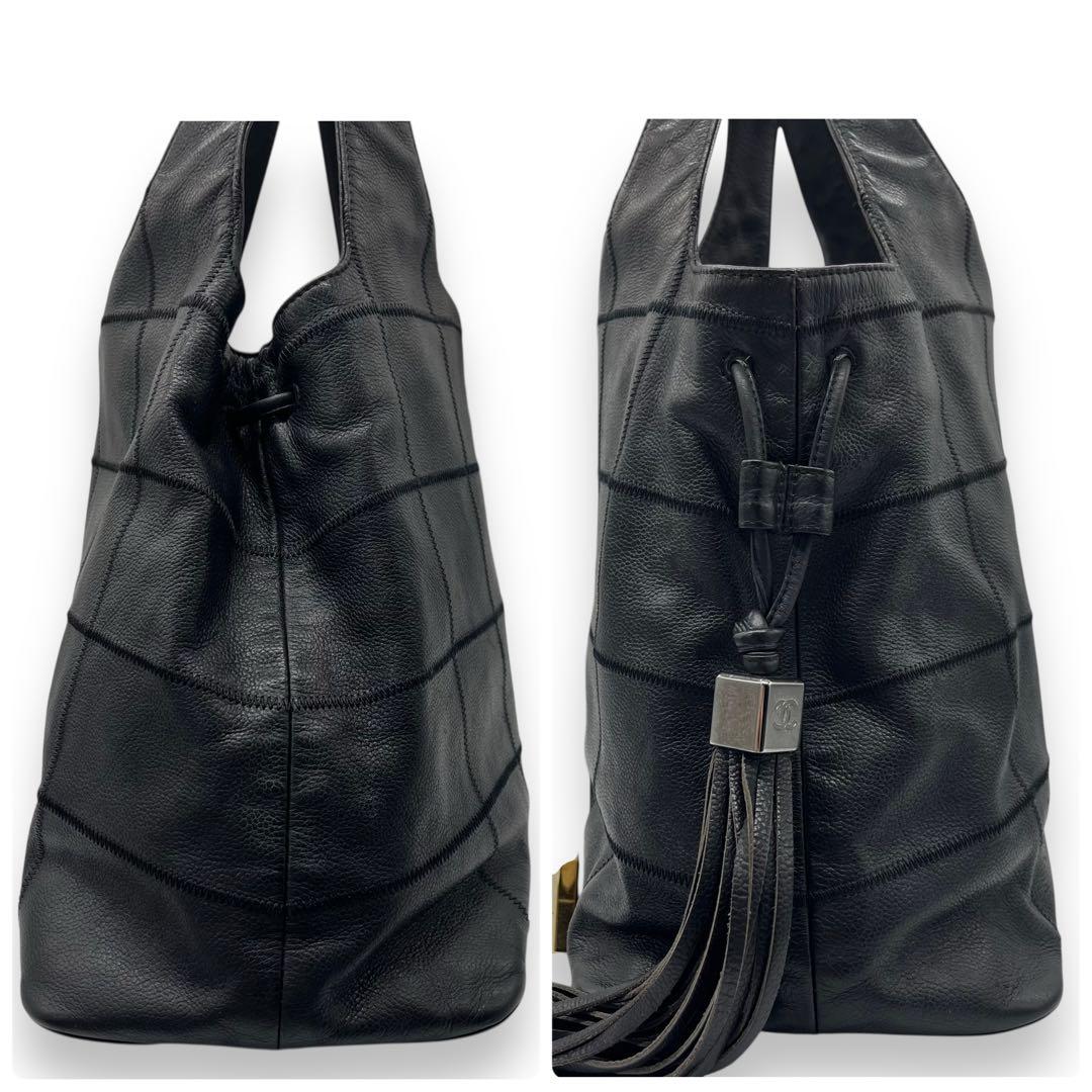 美品■シャネル チョコバー ショルダーバッグ フリンジ ココマーク ロゴ型押し