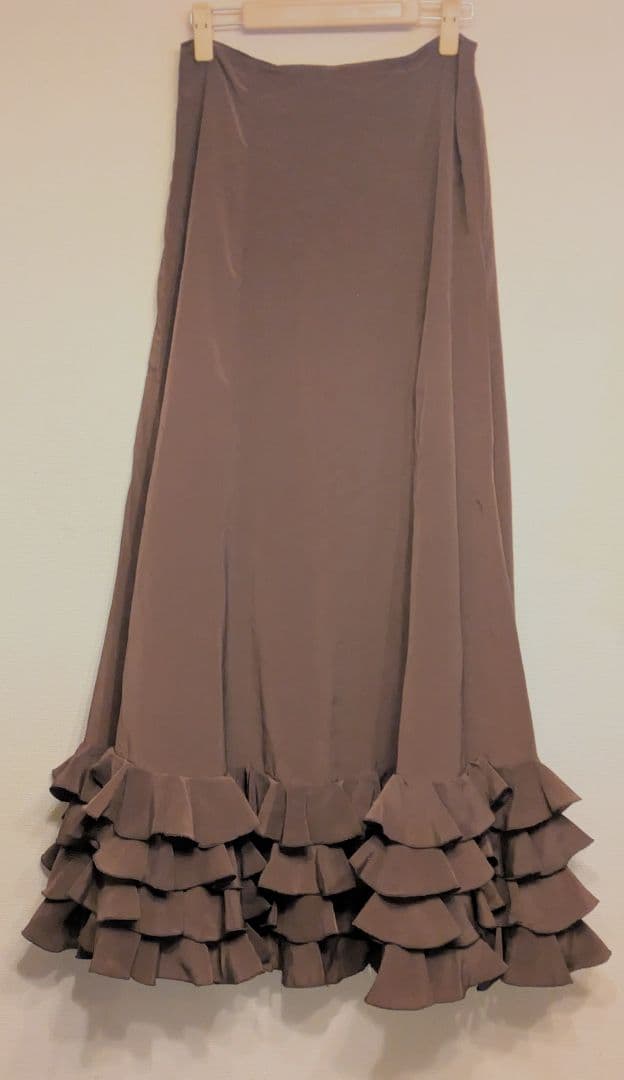 ペチコート　フラメンコ衣装　4段フリル　L　ブラウン
