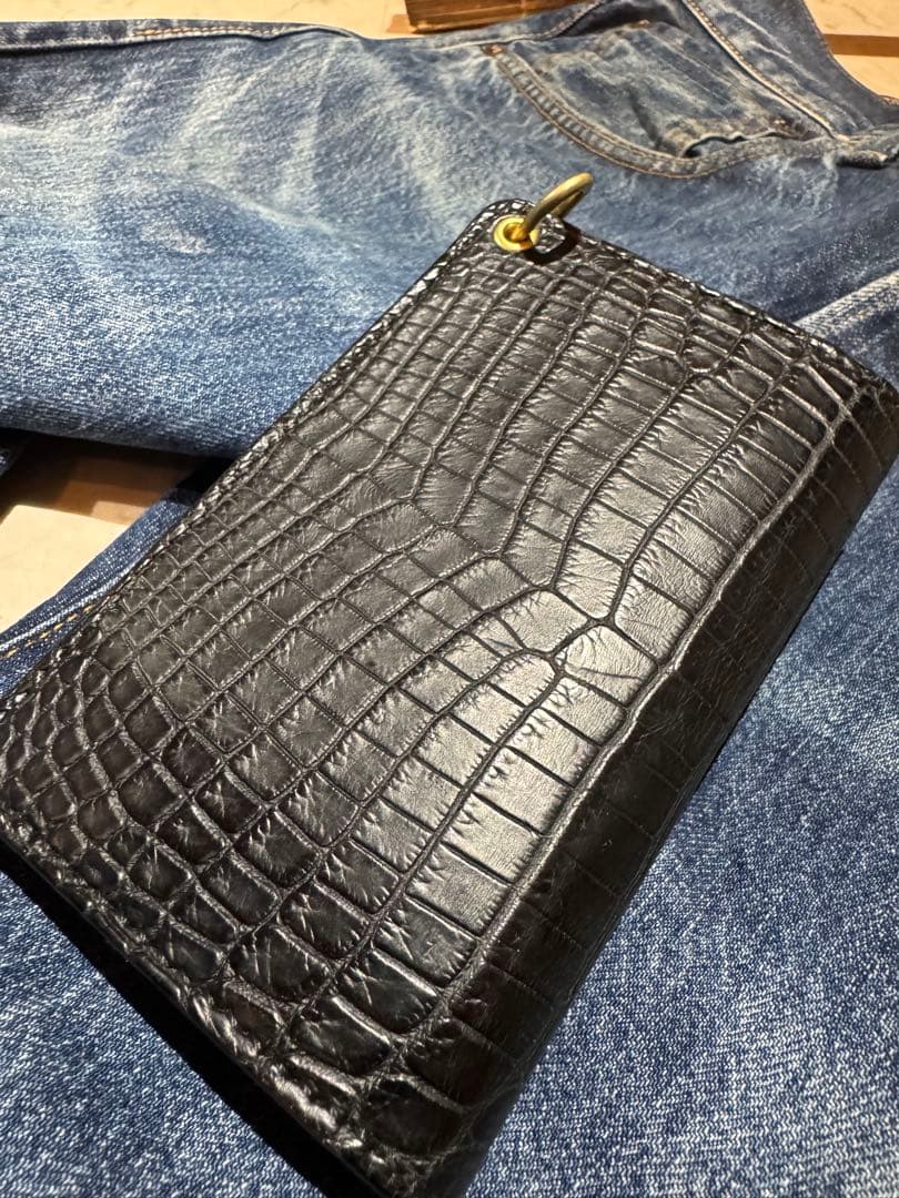 リアルクロコダイル　トラッカーウォレット　最高級　ナイルクロコダイル使用