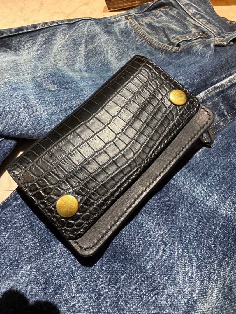 リアルクロコダイル　トラッカーウォレット　最高級　ナイルクロコダイル使用