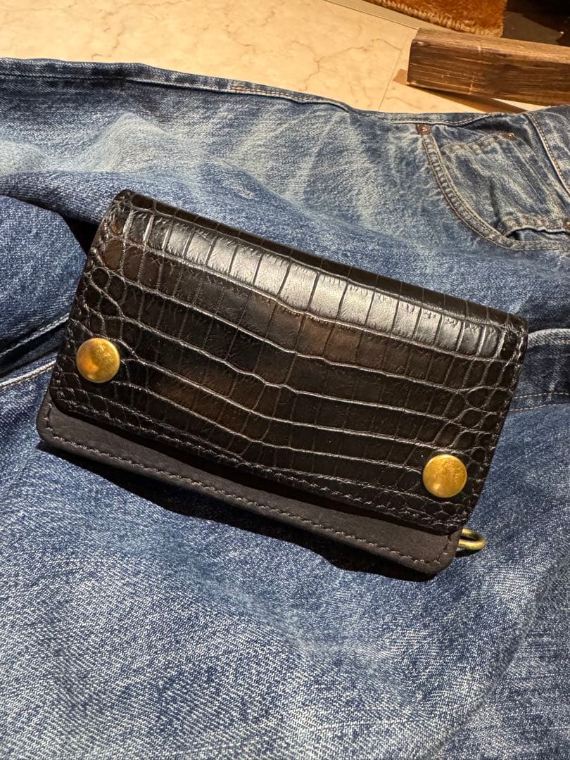 リアルクロコダイル　トラッカーウォレット　最高級　ナイルクロコダイル使用