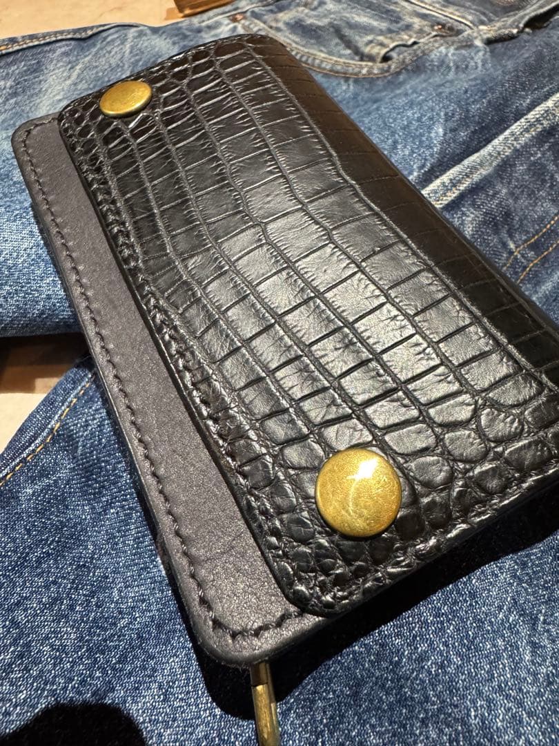 リアルクロコダイル　トラッカーウォレット　最高級　ナイルクロコダイル使用