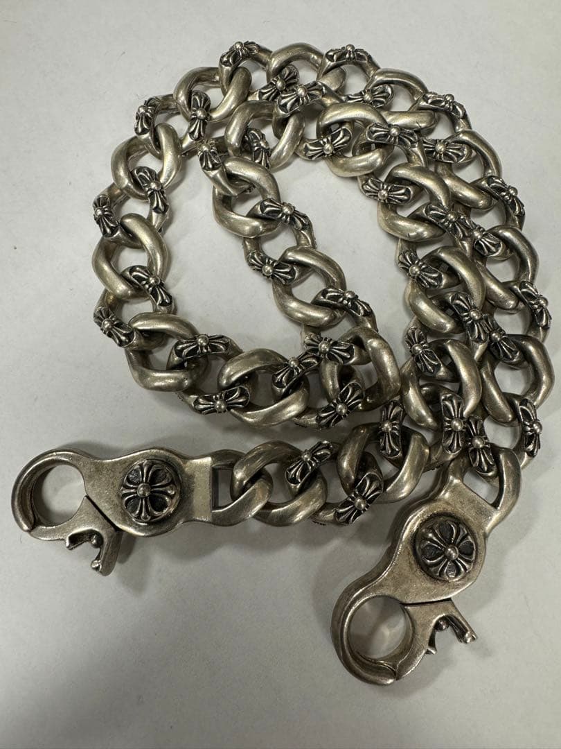 シルバー925 ウォレットチェーン　2クリップ　クロスチェーン　重厚