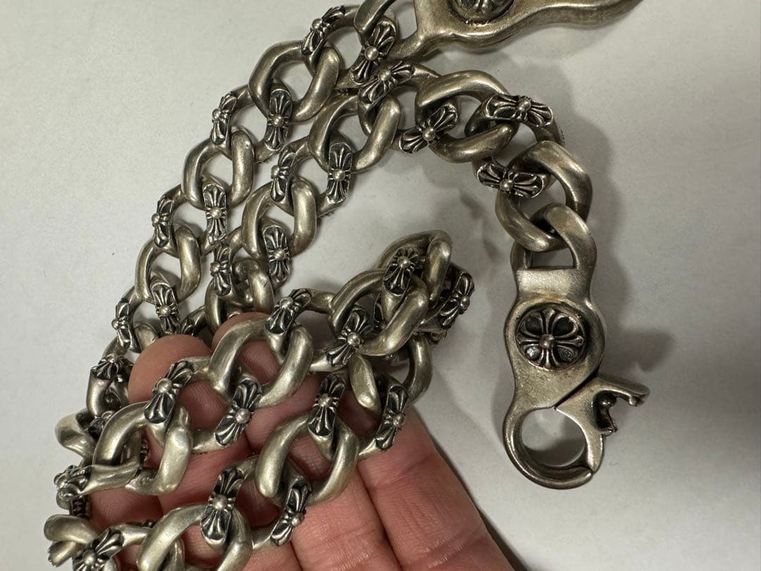 シルバー925 ウォレットチェーン　2クリップ　クロスチェーン　重厚