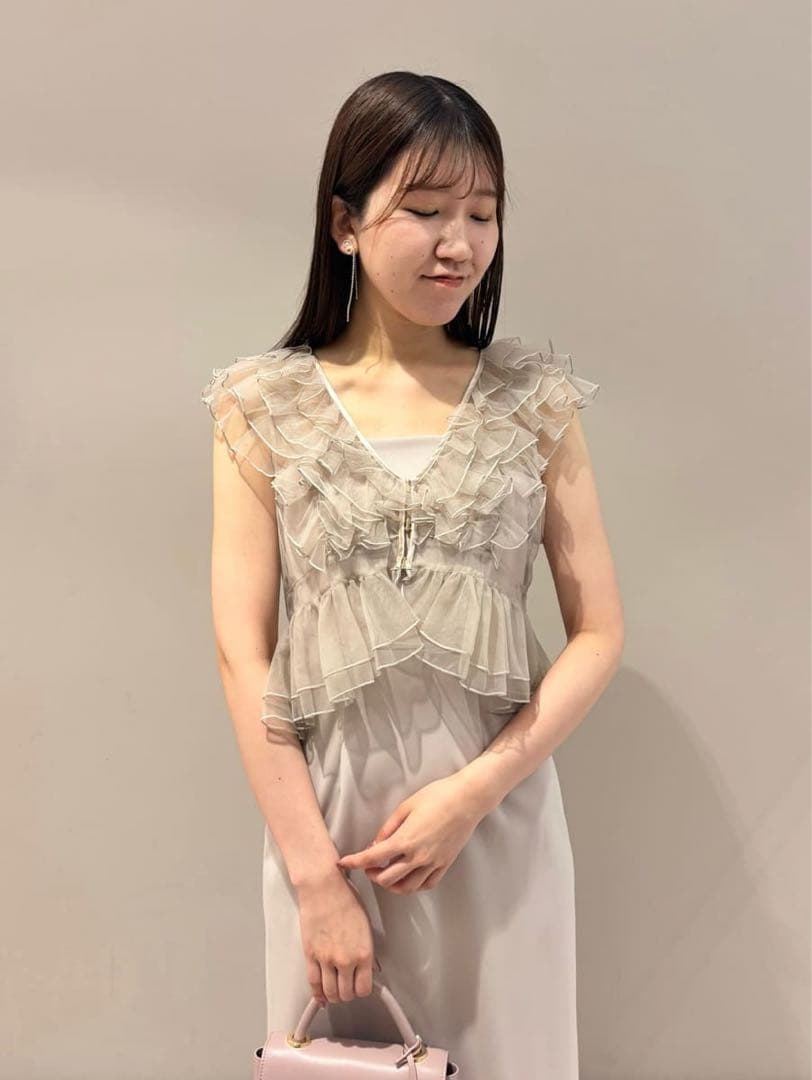 snidel ペプラムチュールドレス ベージュ