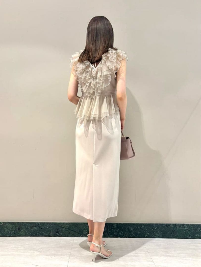 snidel ペプラムチュールドレス ベージュ