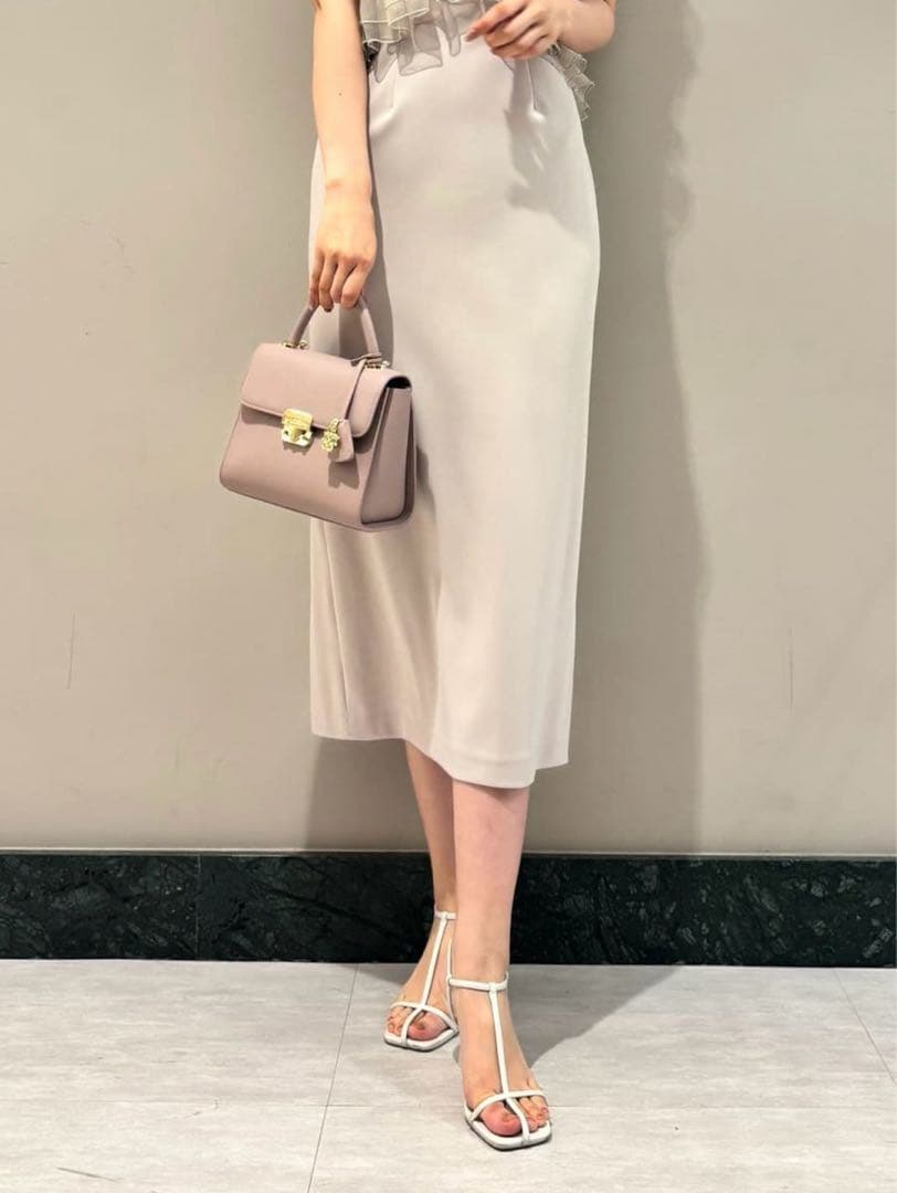 snidel ペプラムチュールドレス ベージュ