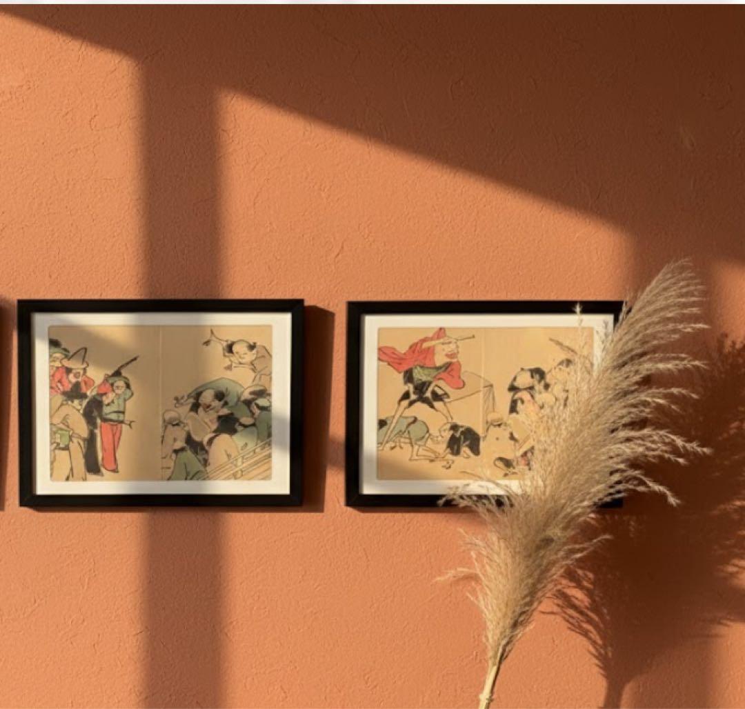 【真作】江戸時代　額装木版画 ランダム10枚セット