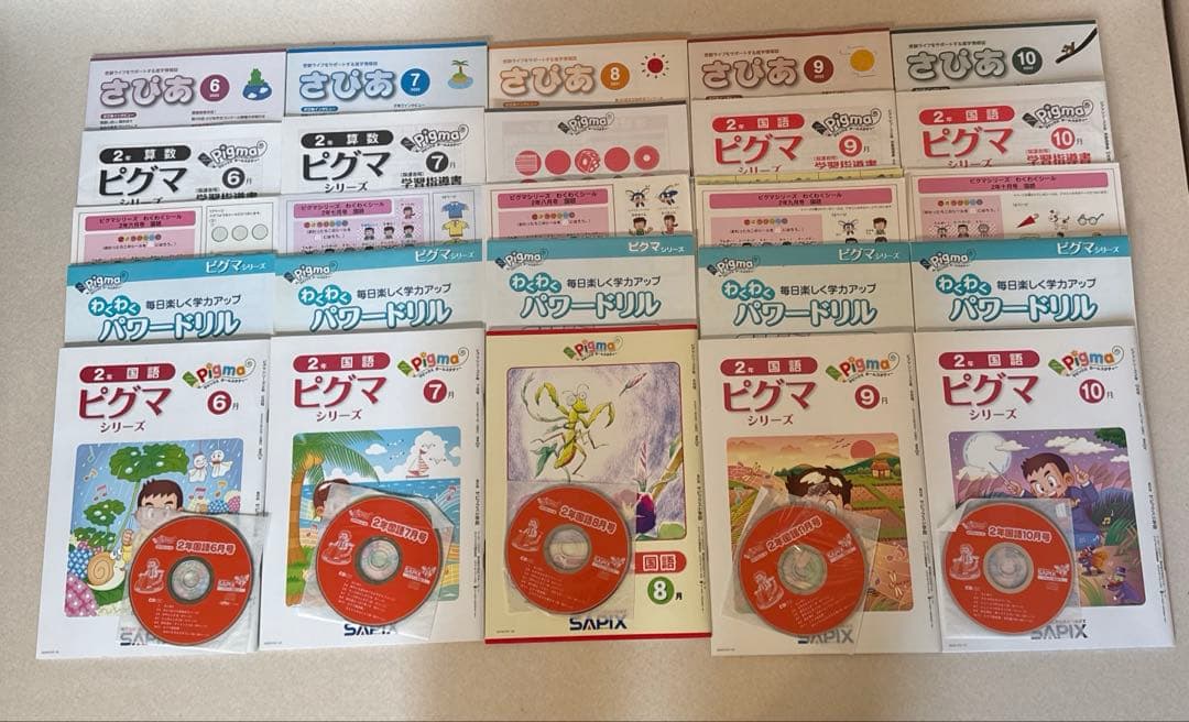 サピックスの通信教育　ピグマキッズクラブ 2年生　6.7.8.9.10月