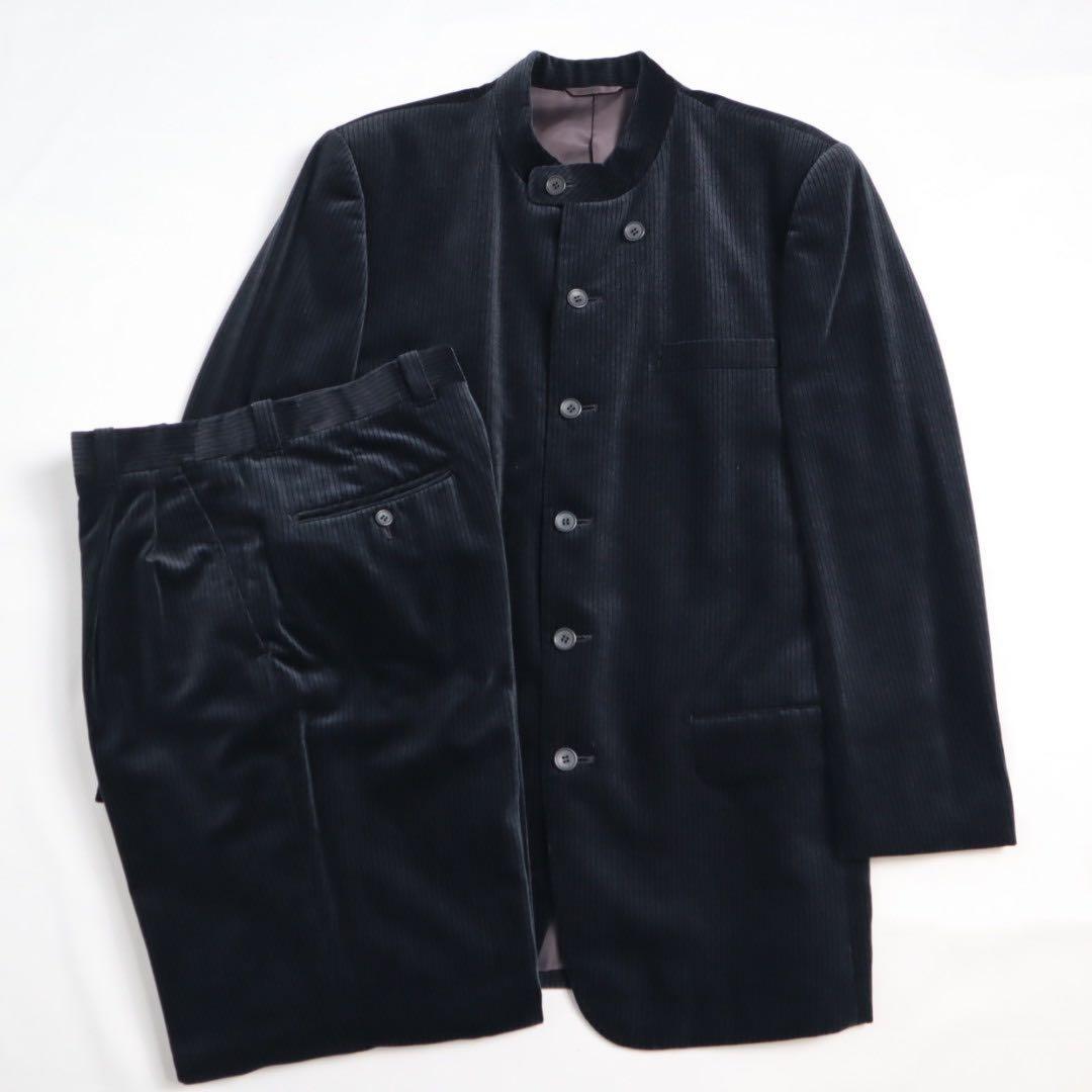 Vintage 80s 90s ベロア マオカラー 上下 セットアップ スーツ