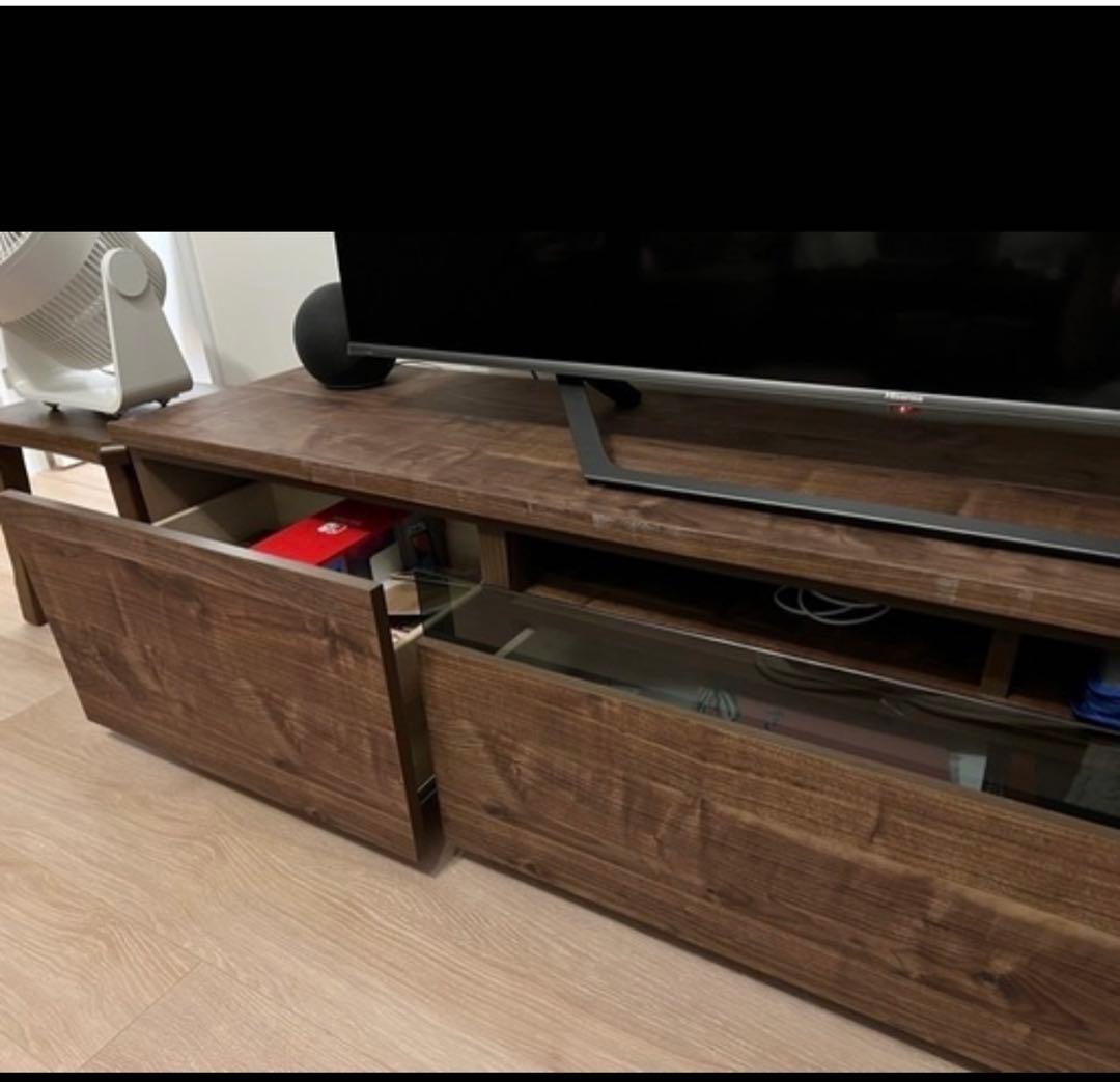 超美品テレビ台 180ローボード 日本製 完成品引き出し付き ウォルナット