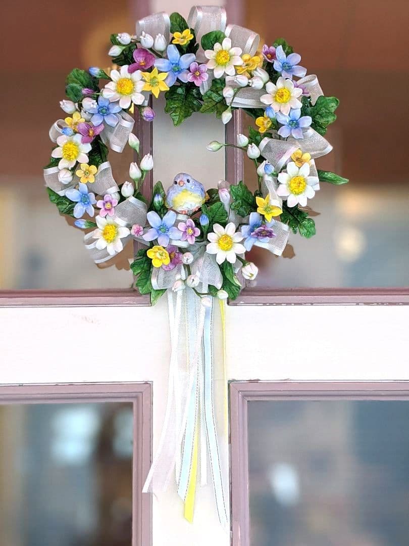 【ひろりん】クレイフラワー♡リース♡ハンドメイド