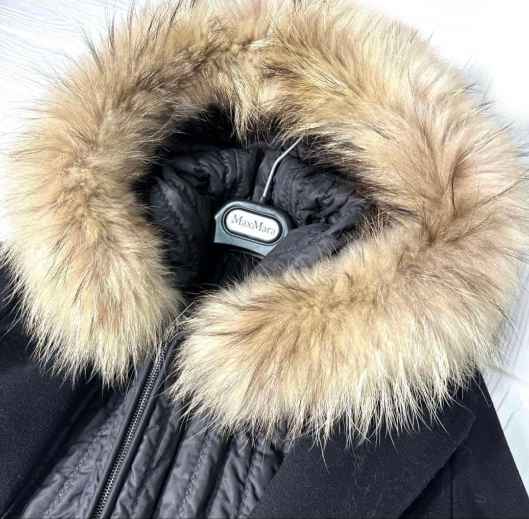 MaxMara マックスマーラ ダッフルコート ファー ライナー付 黒