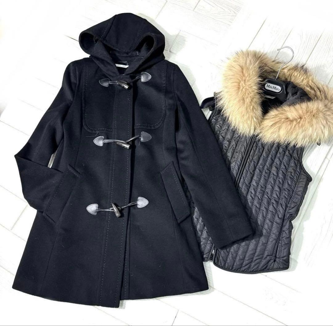 MaxMara マックスマーラ ダッフルコート ファー ライナー付 黒