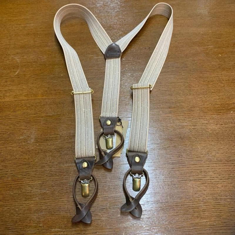 アートブラウン　クロムエクセルレザー　サスペンダー　杢アイボリー　チョコ