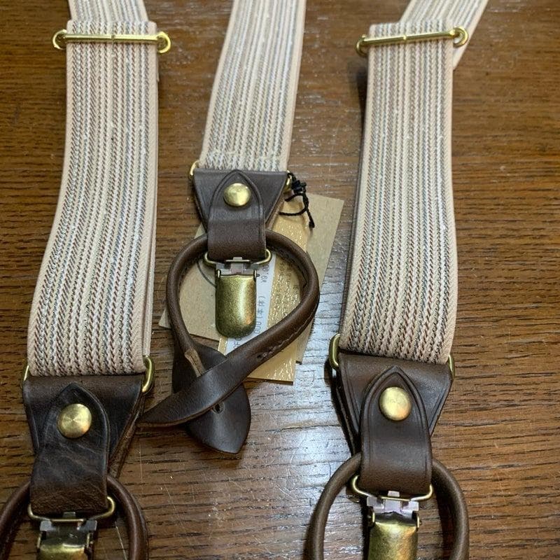 アートブラウン　クロムエクセルレザー　サスペンダー　杢アイボリー　チョコ