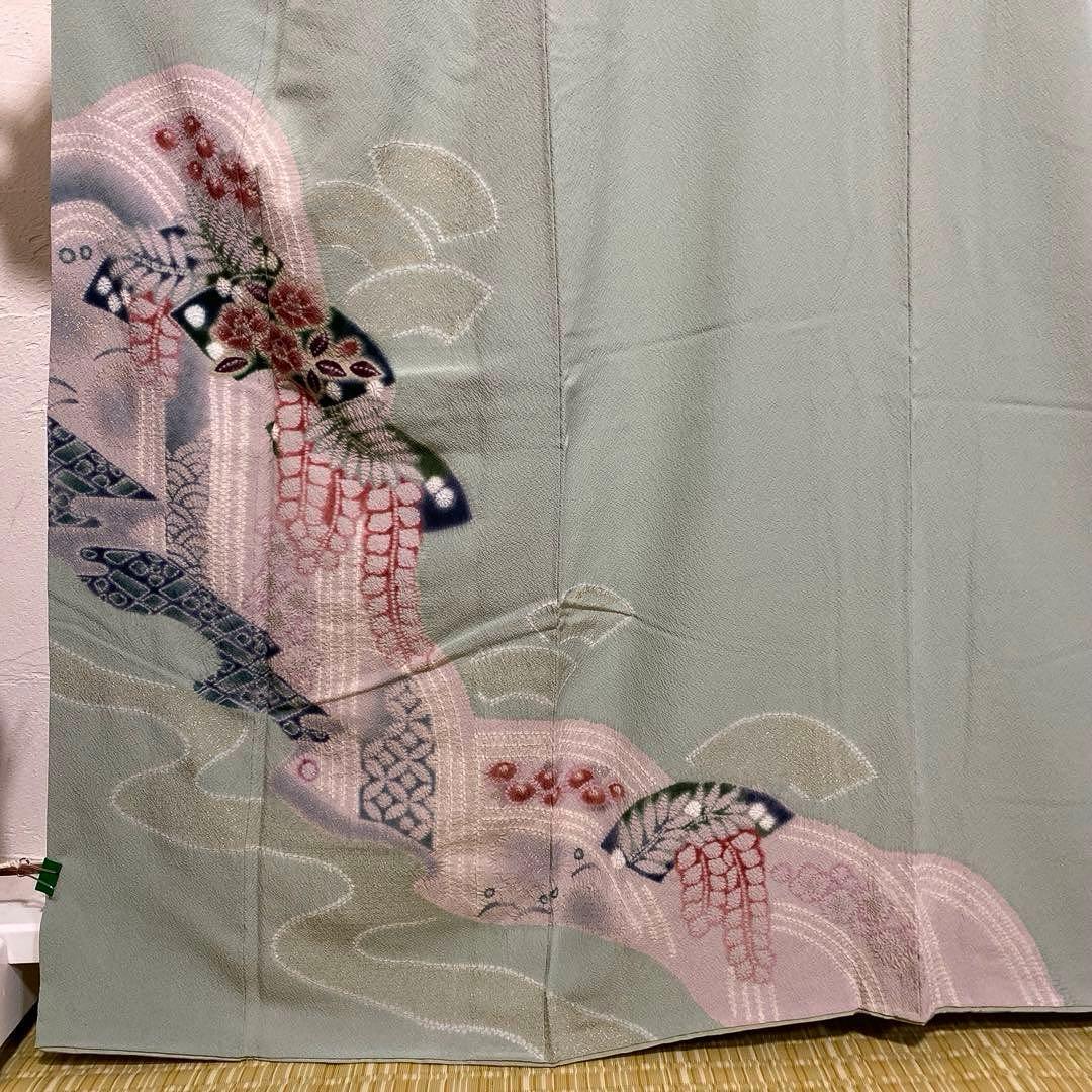 【専用】着物-辻が花着物156【訪問着】【未使用しつけ付】アンティーク調 他２点