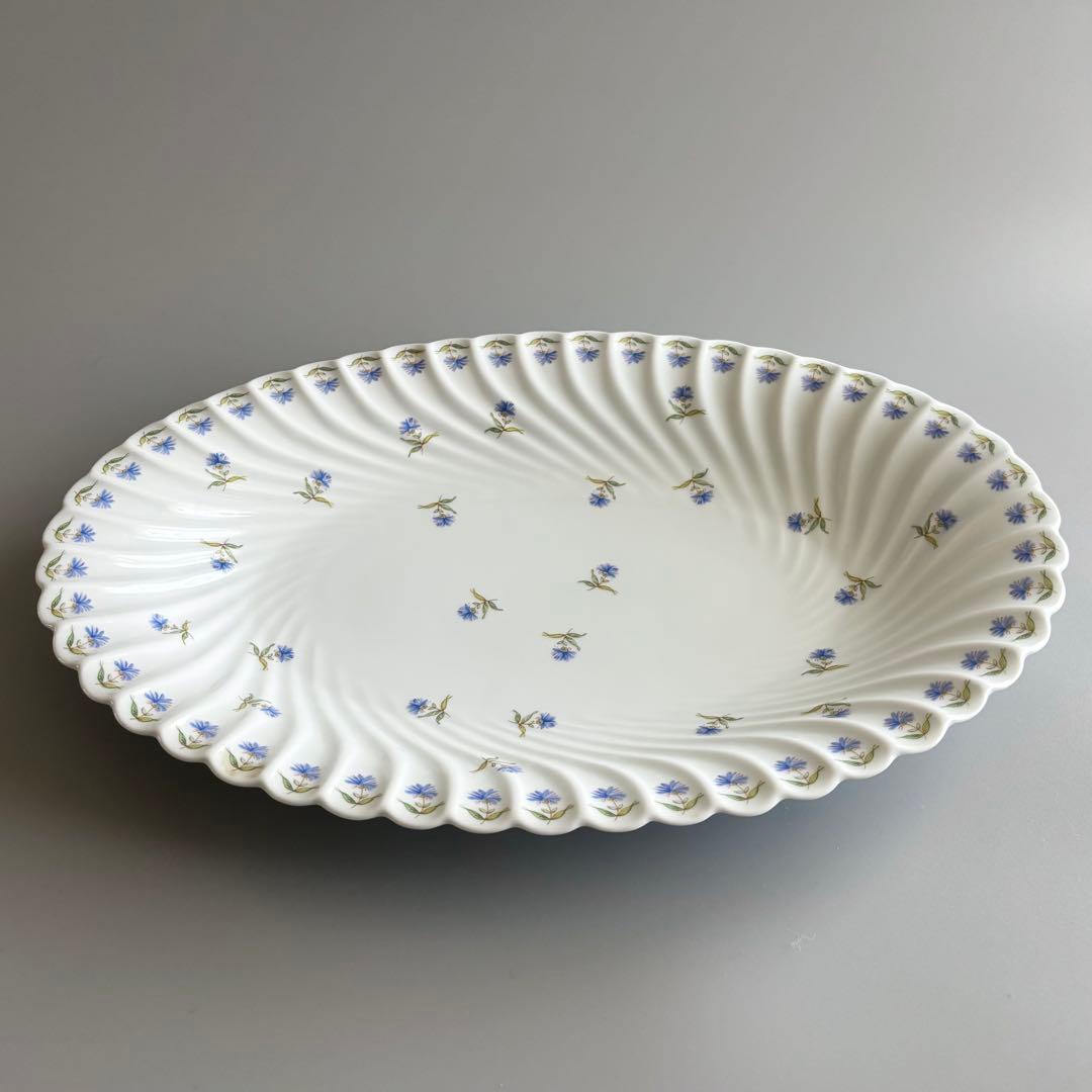 フランス製ヴィンテージ　アビランド　矢車菊　オーバルプレート　Haviland