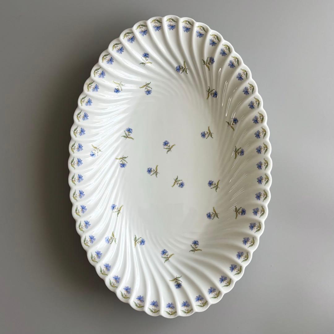 フランス製ヴィンテージ　アビランド　矢車菊　オーバルプレート　Haviland