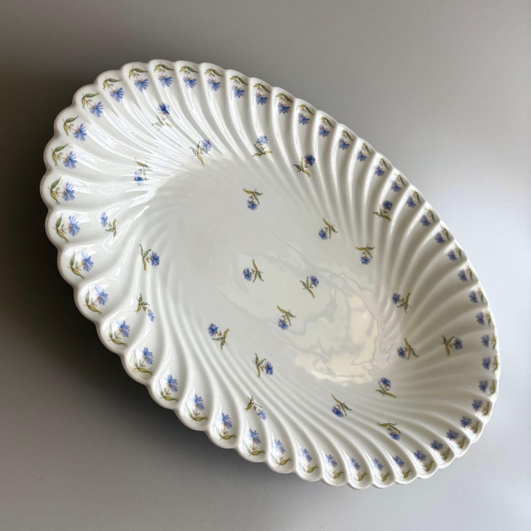 フランス製ヴィンテージ　アビランド　矢車菊　オーバルプレート　Haviland