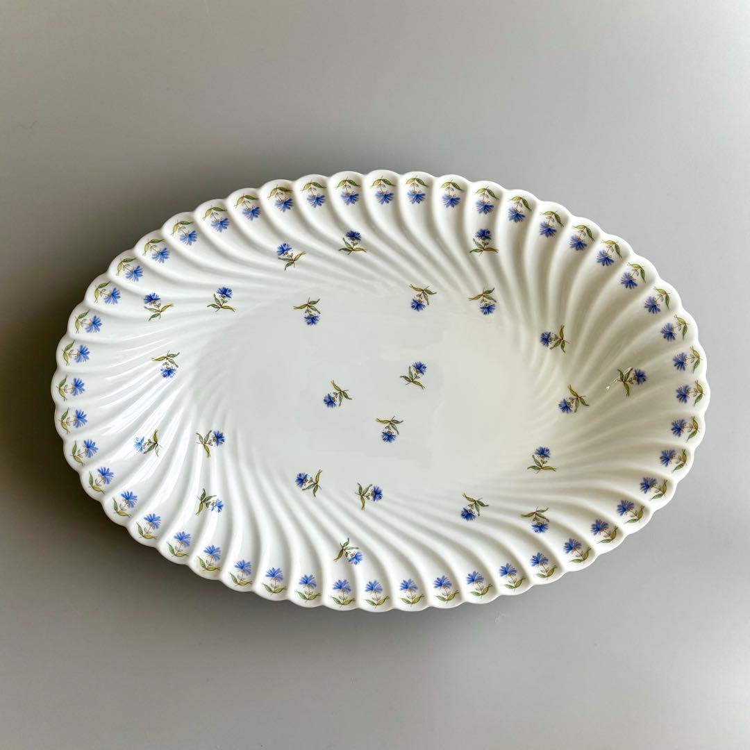 フランス製ヴィンテージ　アビランド　矢車菊　オーバルプレート　Haviland