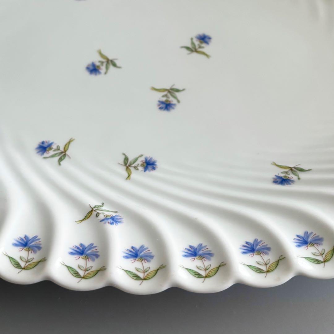 フランス製ヴィンテージ　アビランド　矢車菊　オーバルプレート　Haviland