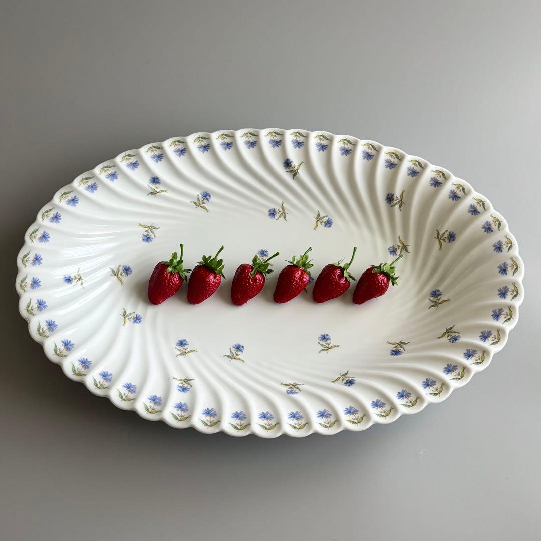 フランス製ヴィンテージ　アビランド　矢車菊　オーバルプレート　Haviland