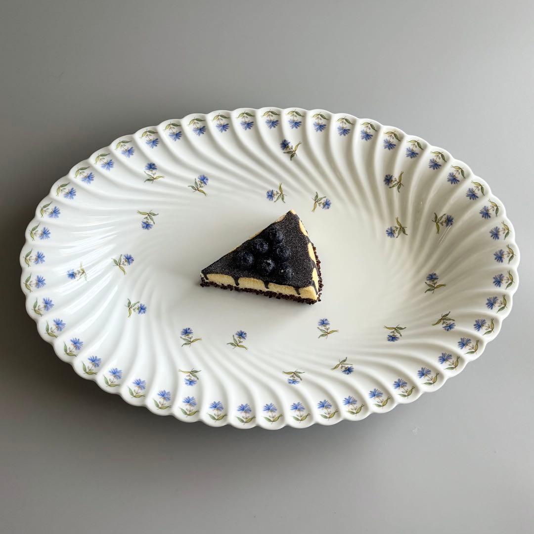 フランス製ヴィンテージ　アビランド　矢車菊　オーバルプレート　Haviland