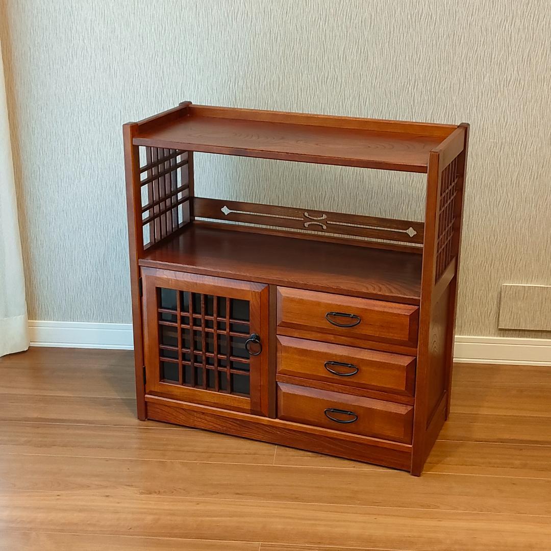 カリモク　和　チェスト　茶箪笥　欅　飾り棚