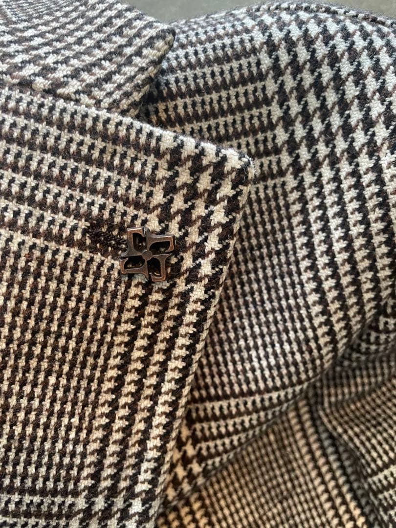 タリアトーレ　チェック柄 ロングコート ブラウン　ハンガー付き