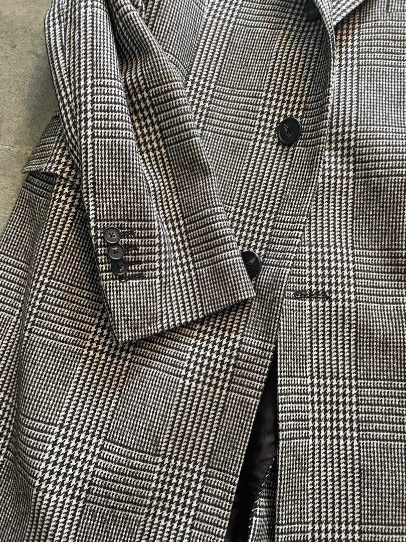 タリアトーレ　チェック柄 ロングコート ブラウン　ハンガー付き