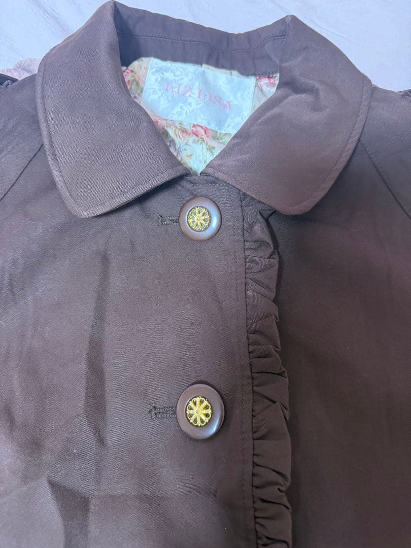 リズリサダークブラウン フリル付きポンチョ