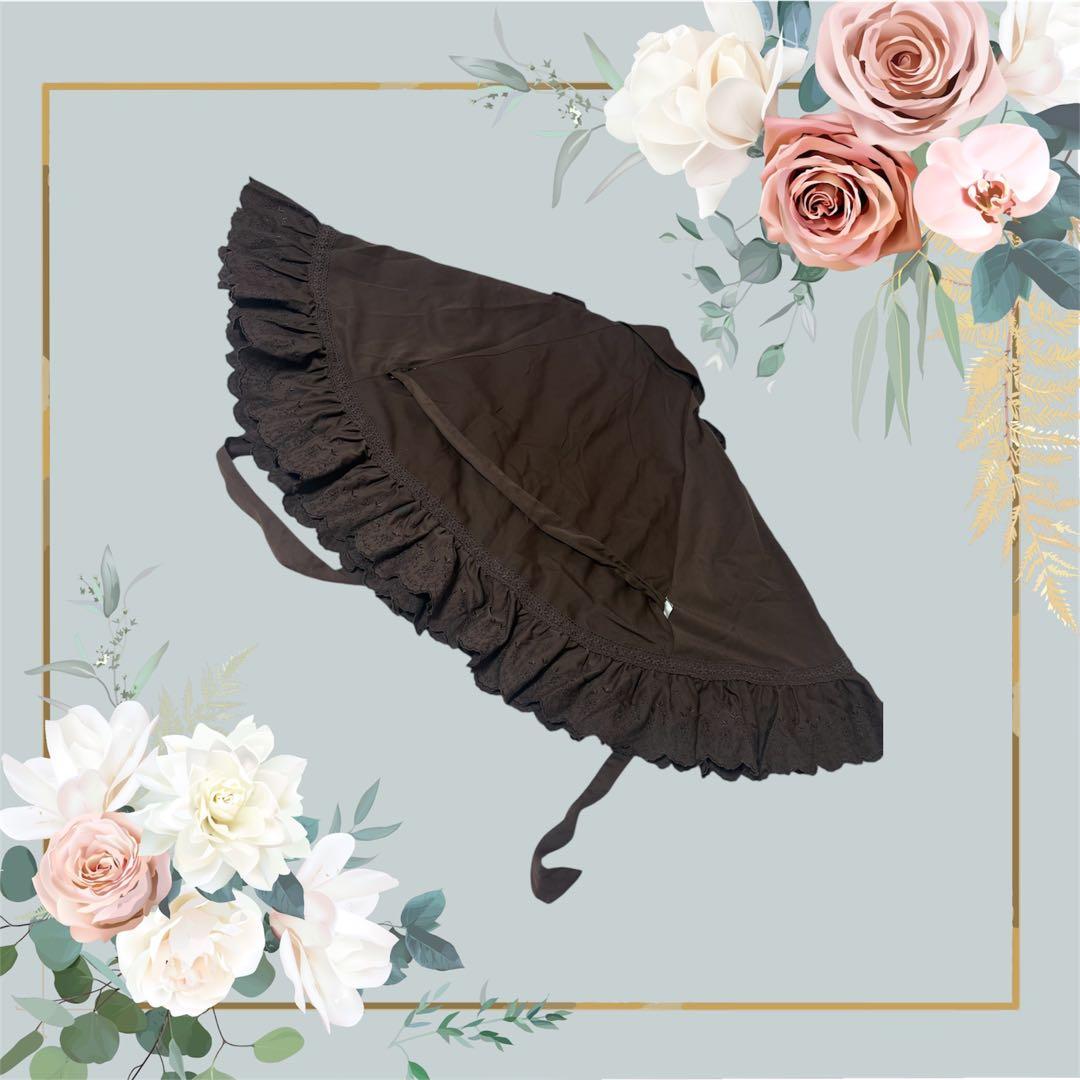 リズリサダークブラウン フリル付きポンチョ