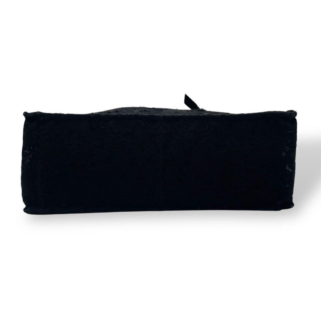 極美品 エルマンノシェルビーノ レース トート 本革 ロゴプレート ブラック