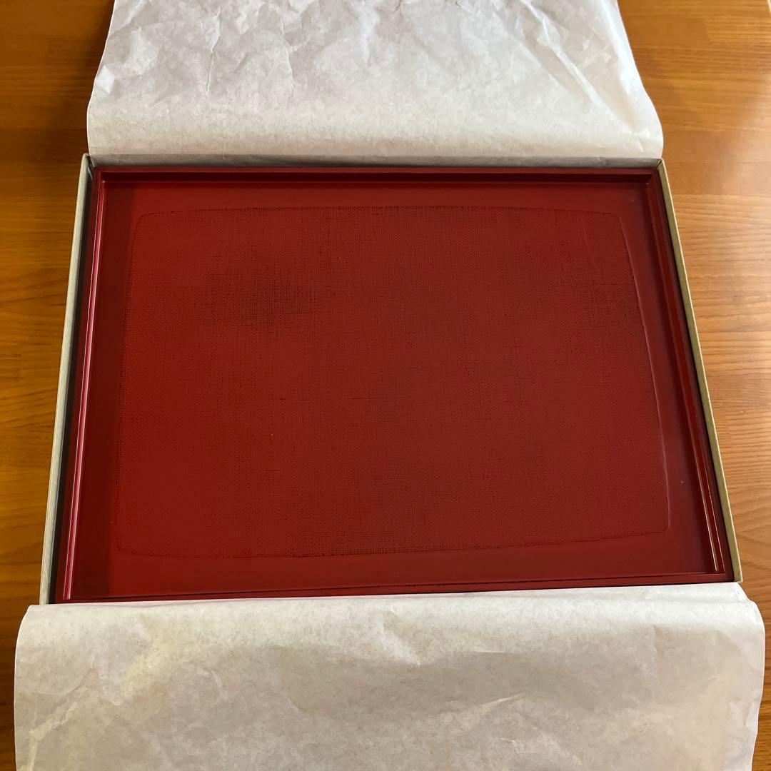 【新品未使用】お盆 トレー 四角 長方形 越前漆器尺三角盆