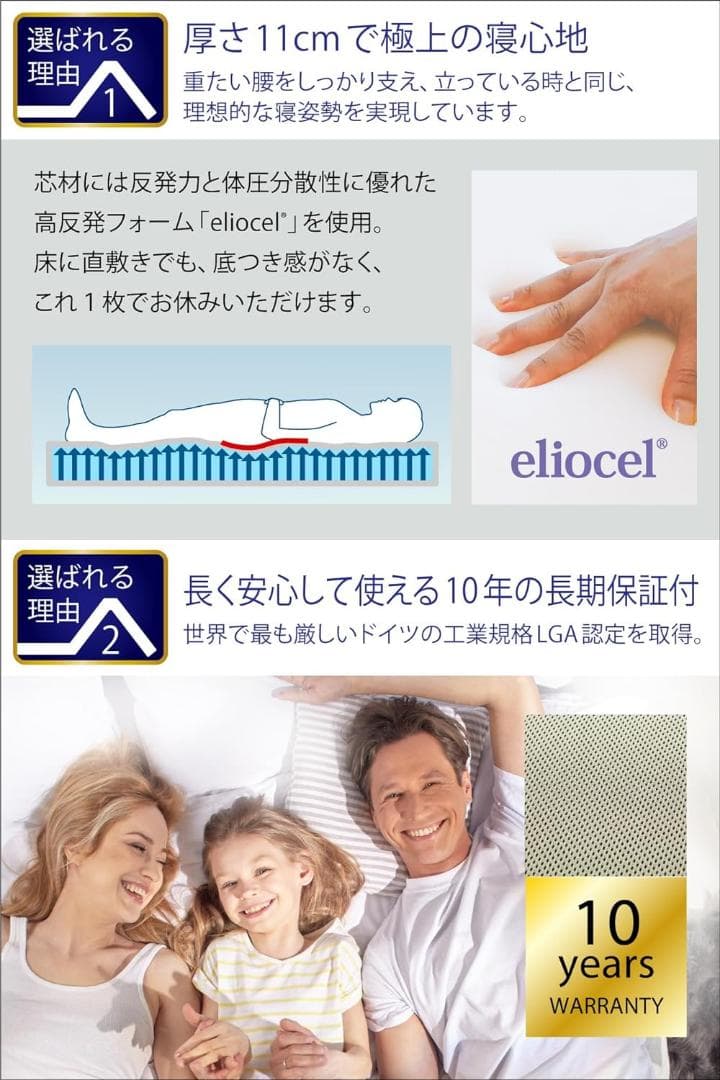 マニフレックス メッシュウィング 三つ折り高反発マットレスシングル ミッドグレー