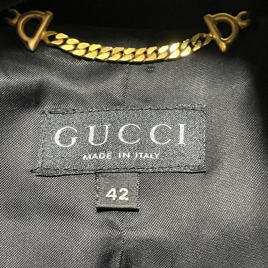 美品 GUCCI ダブル 金ボタン スカート セットアップ レディース42 黒