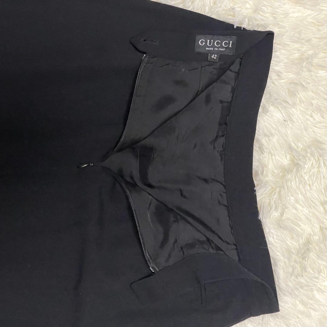 美品 GUCCI ダブル 金ボタン スカート セットアップ レディース42 黒