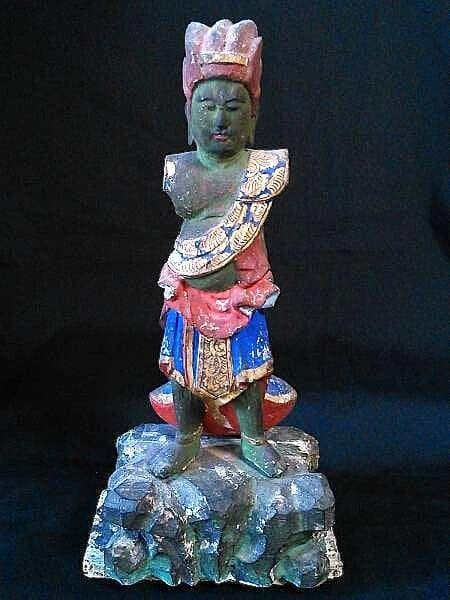 【 青面神将 】　木彫彩色　江戸期仏像　　　D0413
