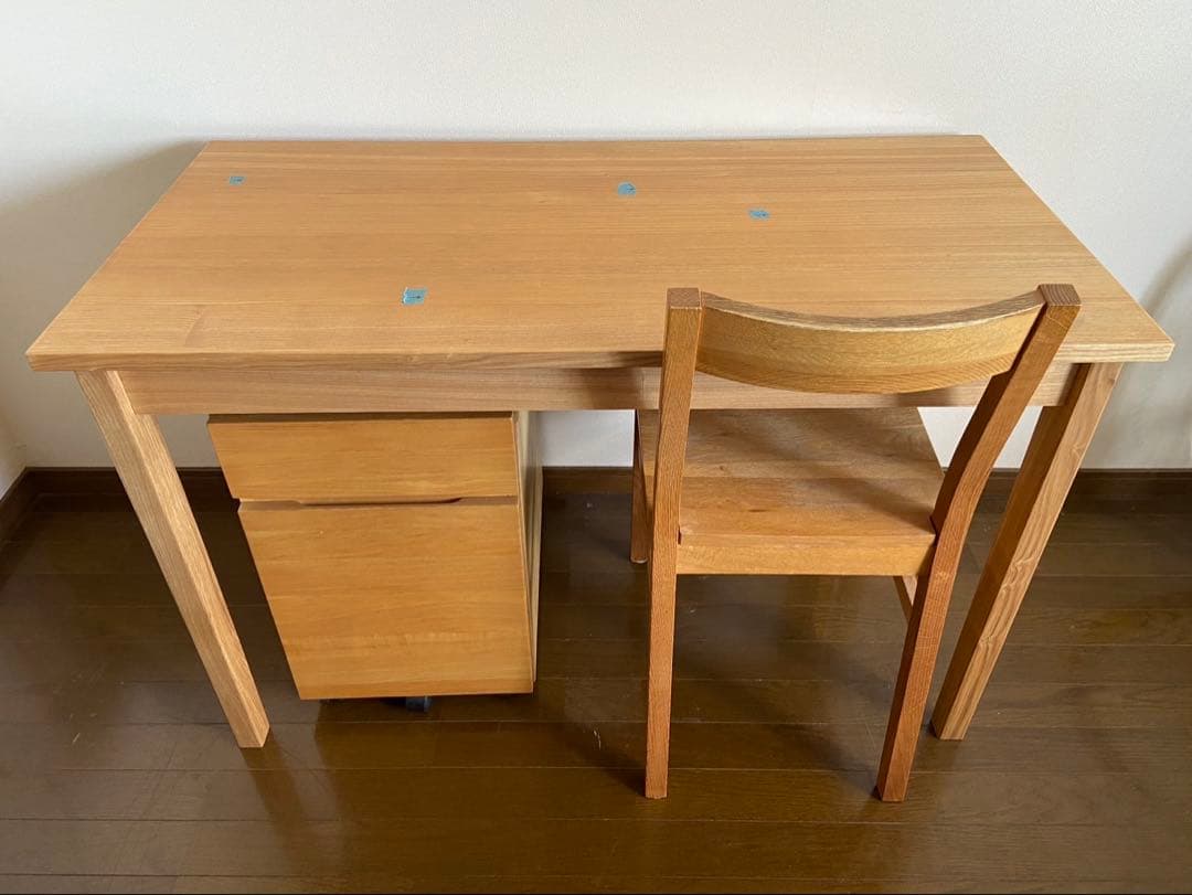 (直接手渡し) 廃盤 無印良品 タモ材 デスク キャビネット チェア 3点セット