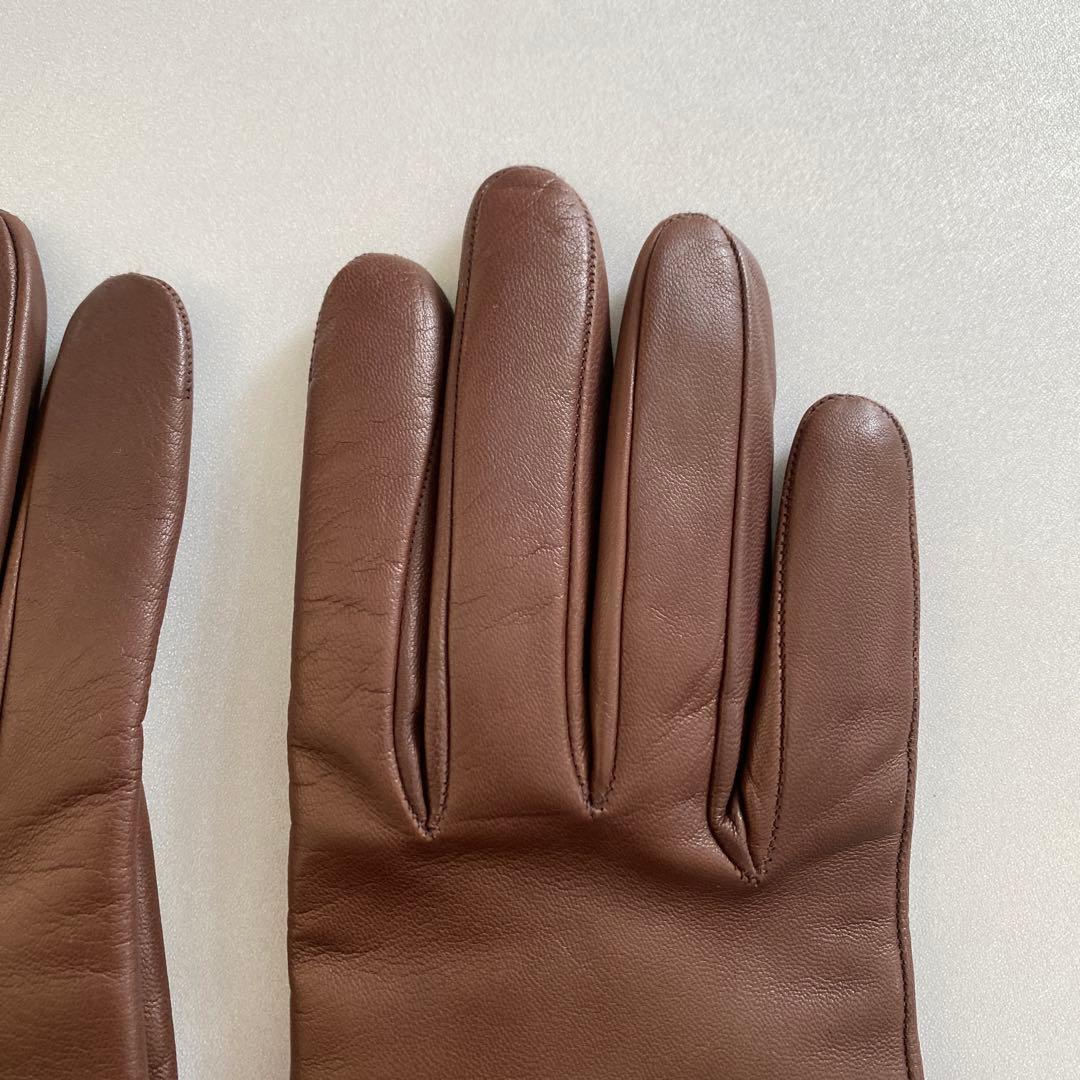 美品　セルモネータ　レザーロンググローブ　ブラウン　革手袋　サイズ7 イタリア製