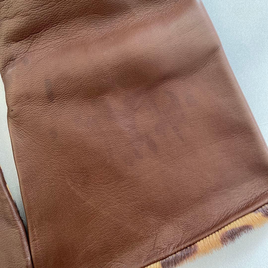 美品　セルモネータ　レザーロンググローブ　ブラウン　革手袋　サイズ7 イタリア製