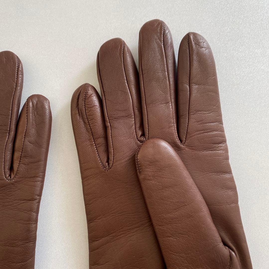 美品　セルモネータ　レザーロンググローブ　ブラウン　革手袋　サイズ7 イタリア製