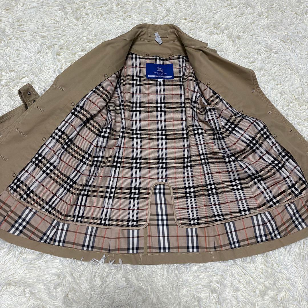 バーバリーブルーレーベル トレンチコート ノバチェック ベルト ライナー付き L