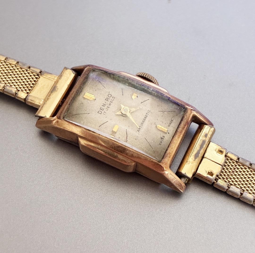 DEN-RO　デンロ　腕時計　K18　文字盤　17石　手巻き　ヴィンテージ