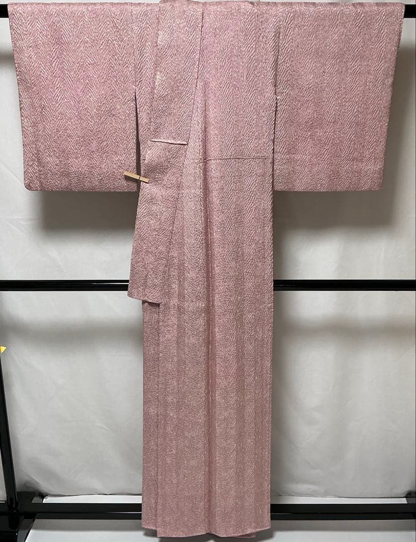 ※b209 正絹　袷　小紋　杢目絞り　総絞り　極美品　着物