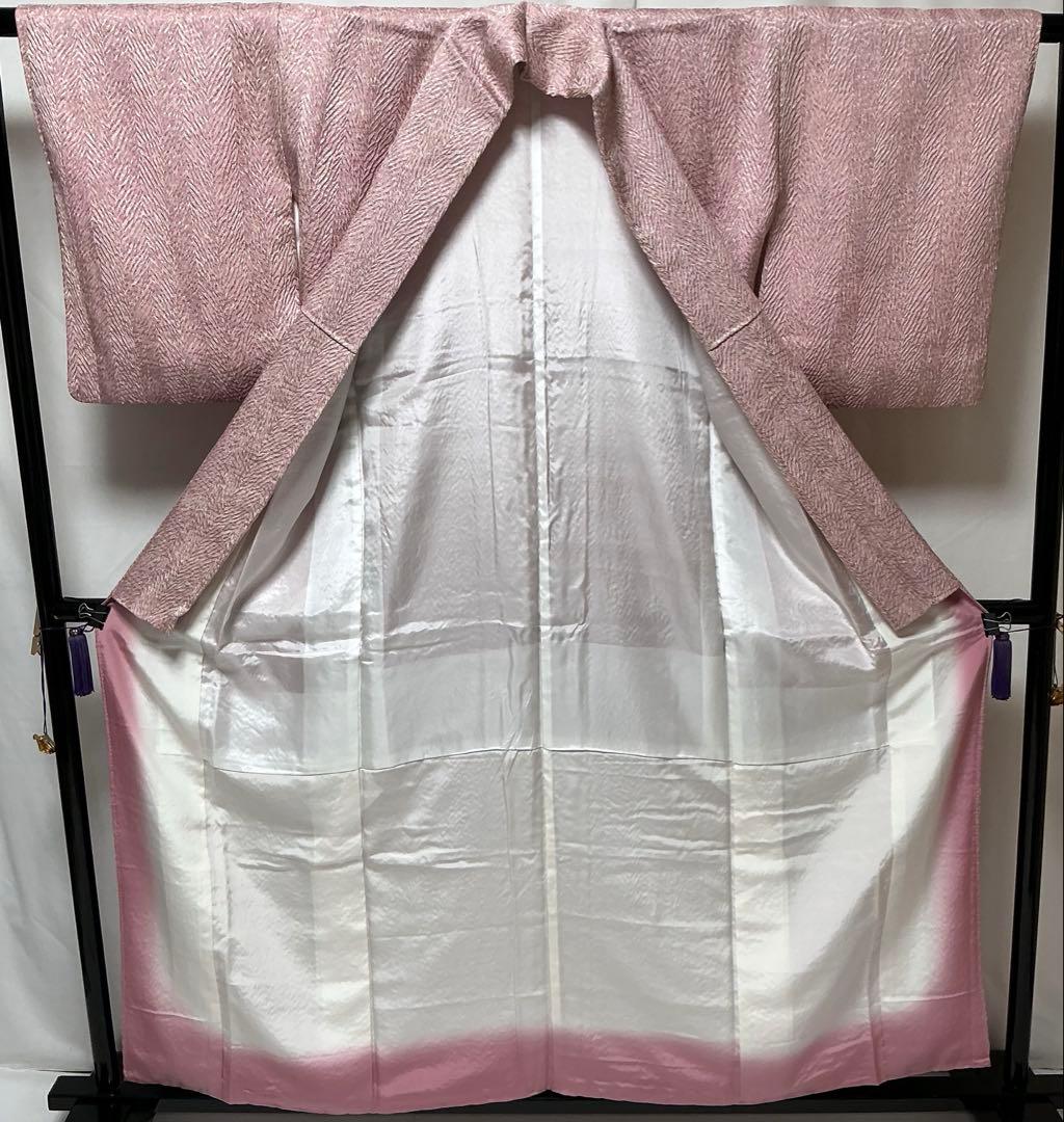 ※b209 正絹　袷　小紋　杢目絞り　総絞り　極美品　着物