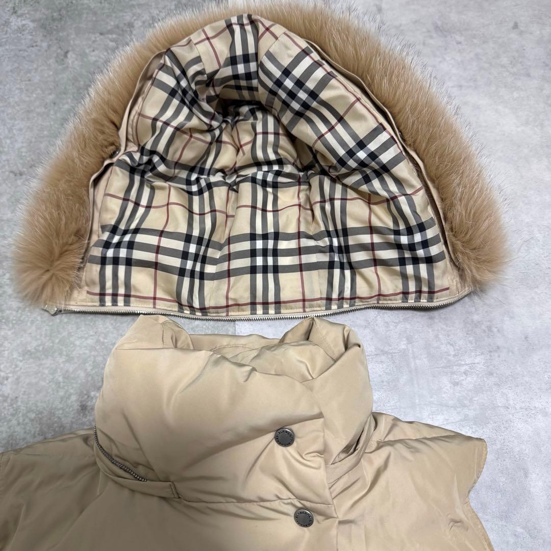 バーバリーブルーレーベル　ノバチェック ダウンベスト　フォックスファー　3way