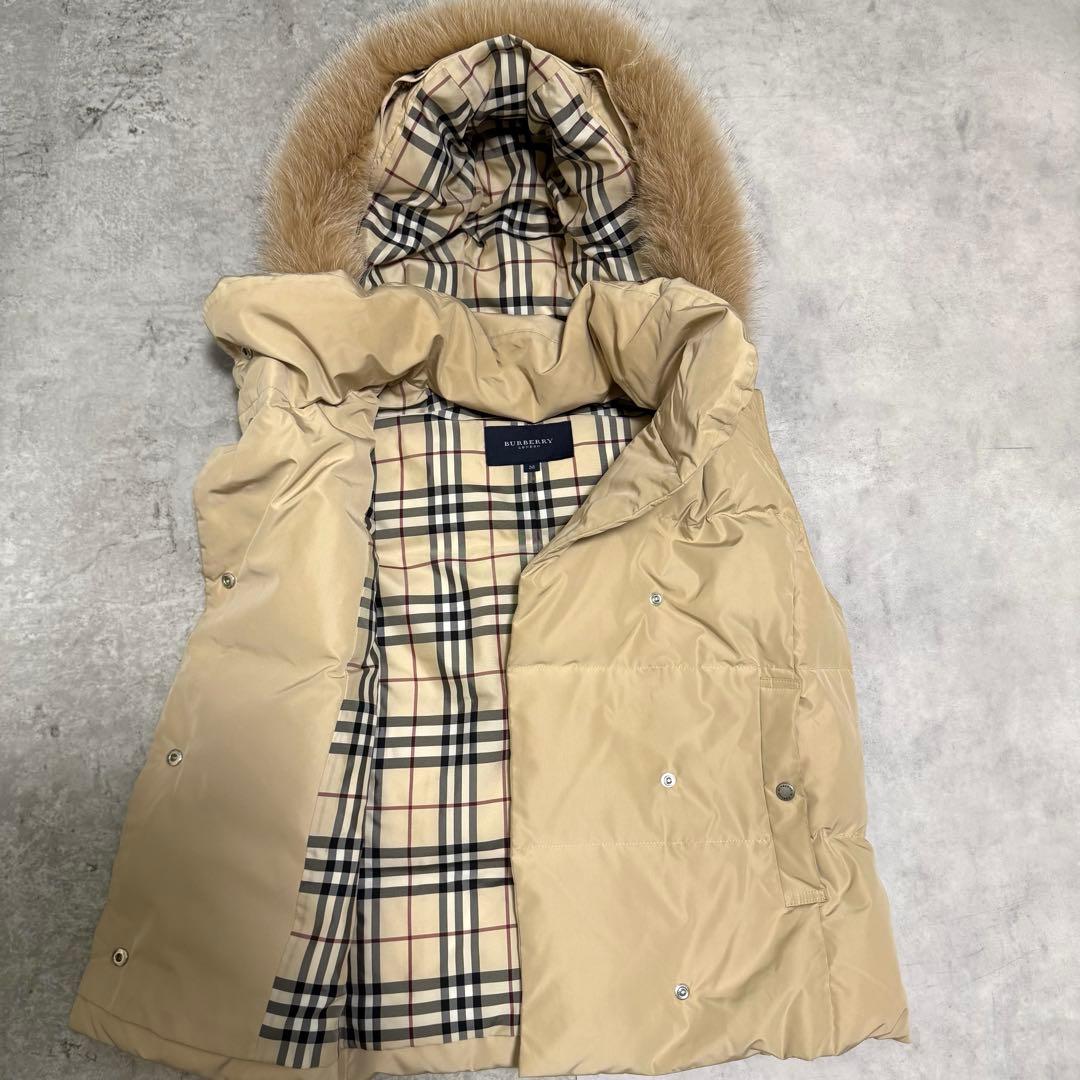 バーバリーブルーレーベル　ノバチェック ダウンベスト　フォックスファー　3way