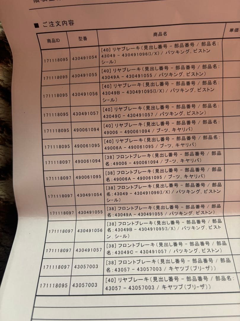 ゼファー750 純正部品　キャリパーゴム類